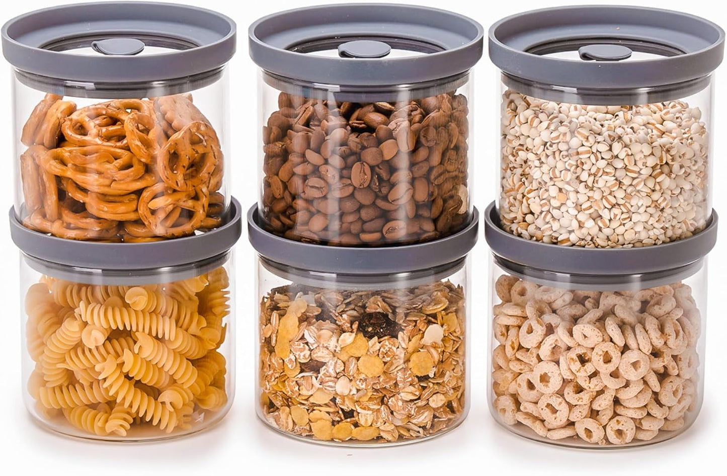 Glass Canisters with Airtight Lids Set of 6 (17.5 oz) - Borosilicate Glass Jars for Overnight Oats