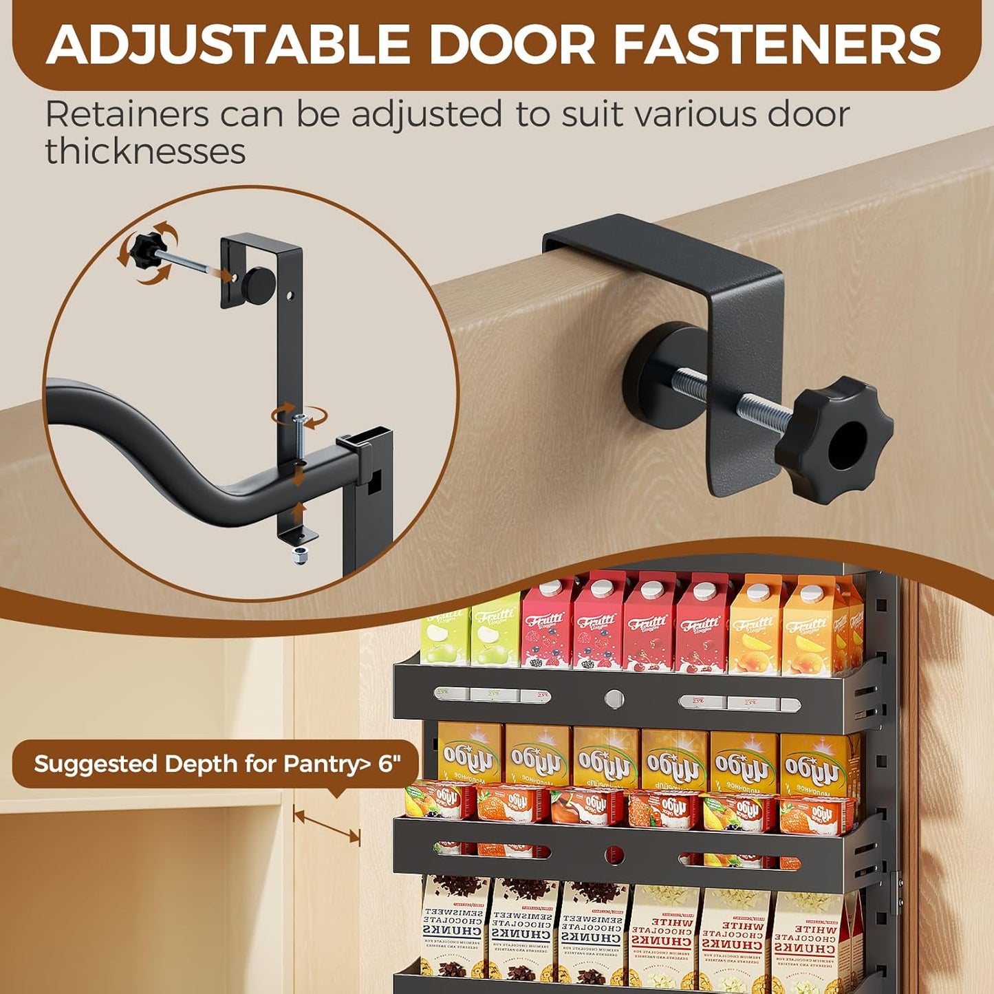 8-Tier Over The Door Pantry Organizer, Large 2 IN 1 Wall Mount or Hanging Spice Rack