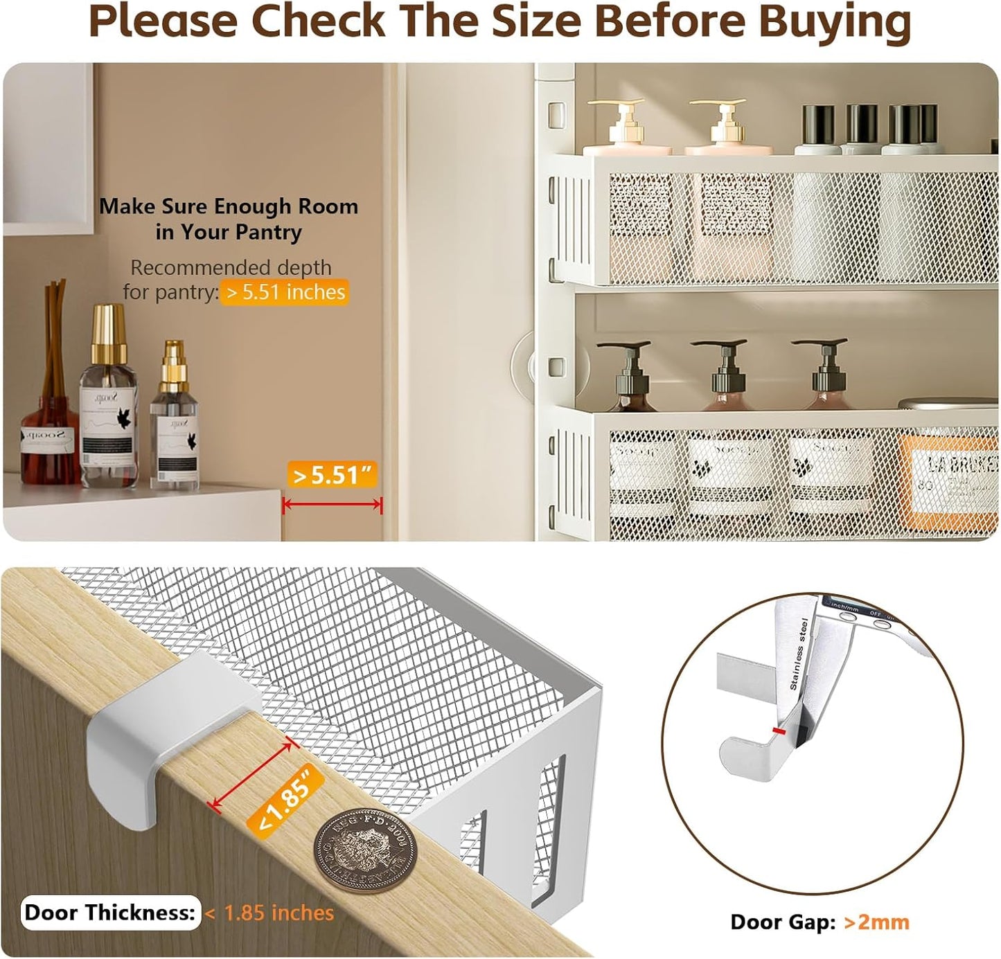 6-Tier Over The Door Pantry Organizer with Mesh Baskets