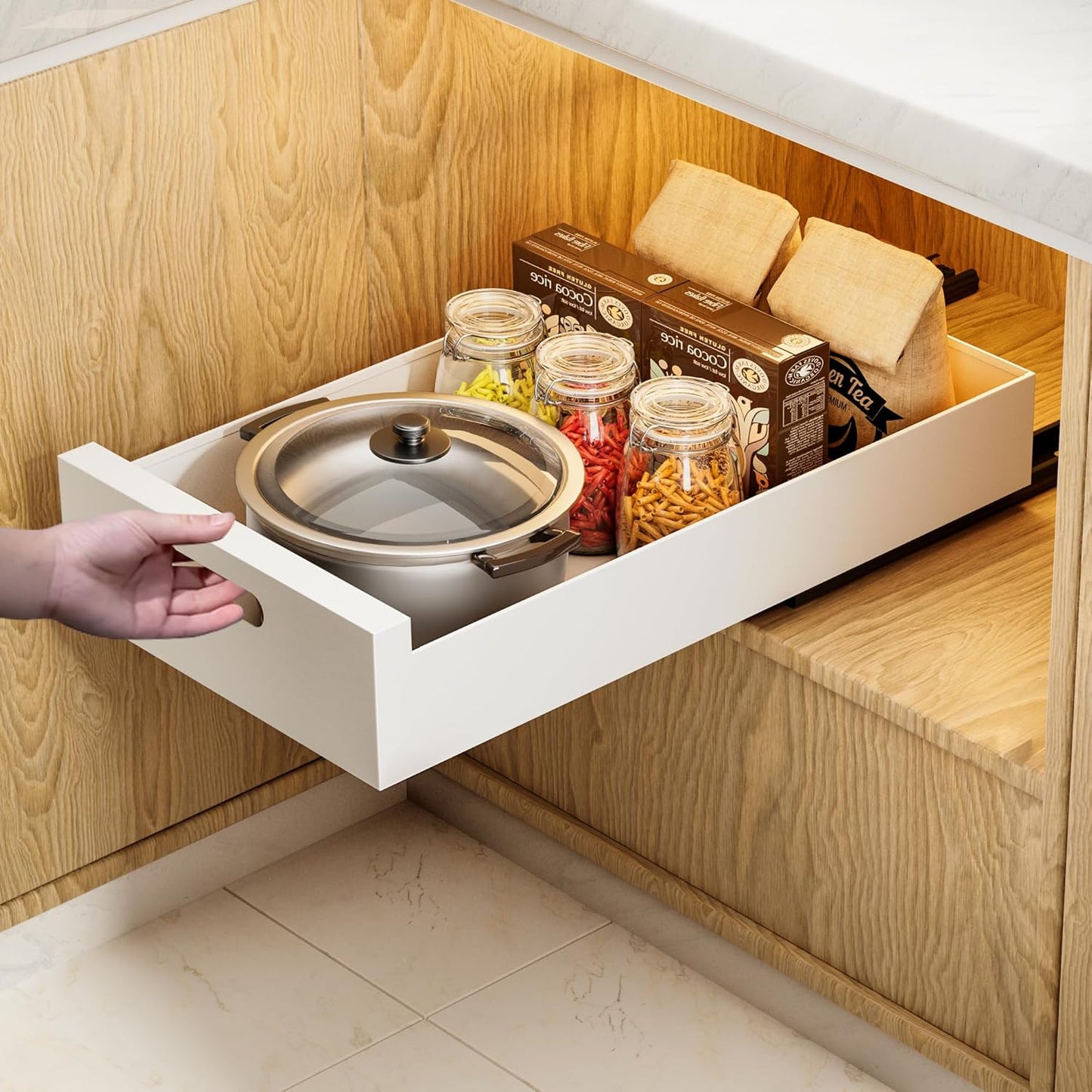 1 Pack | 21" Deep Pull Out Cabinet Organizer Adhesive