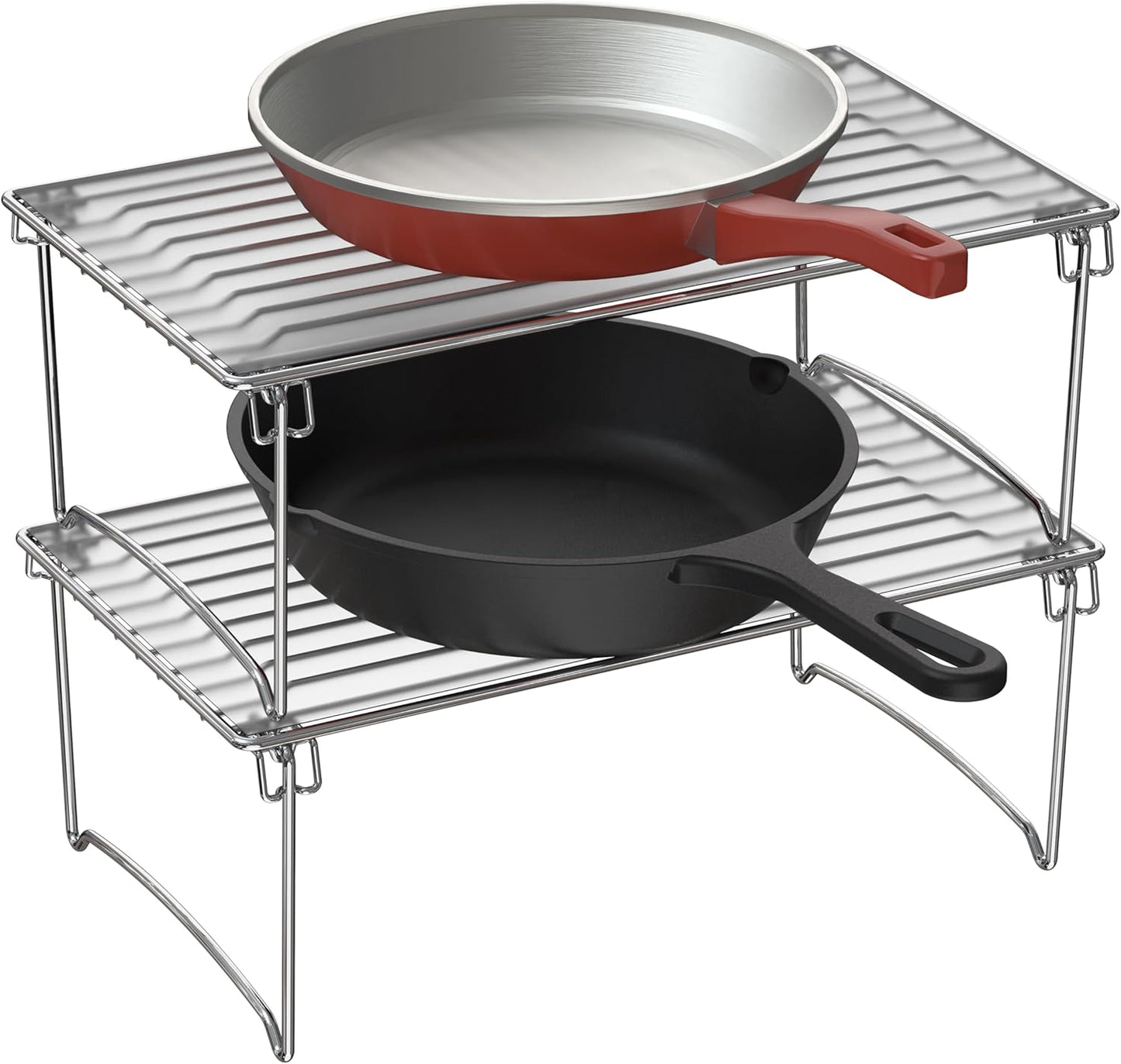Stackable Cabinet Shelf Organizer, 2 Pack, Chrome