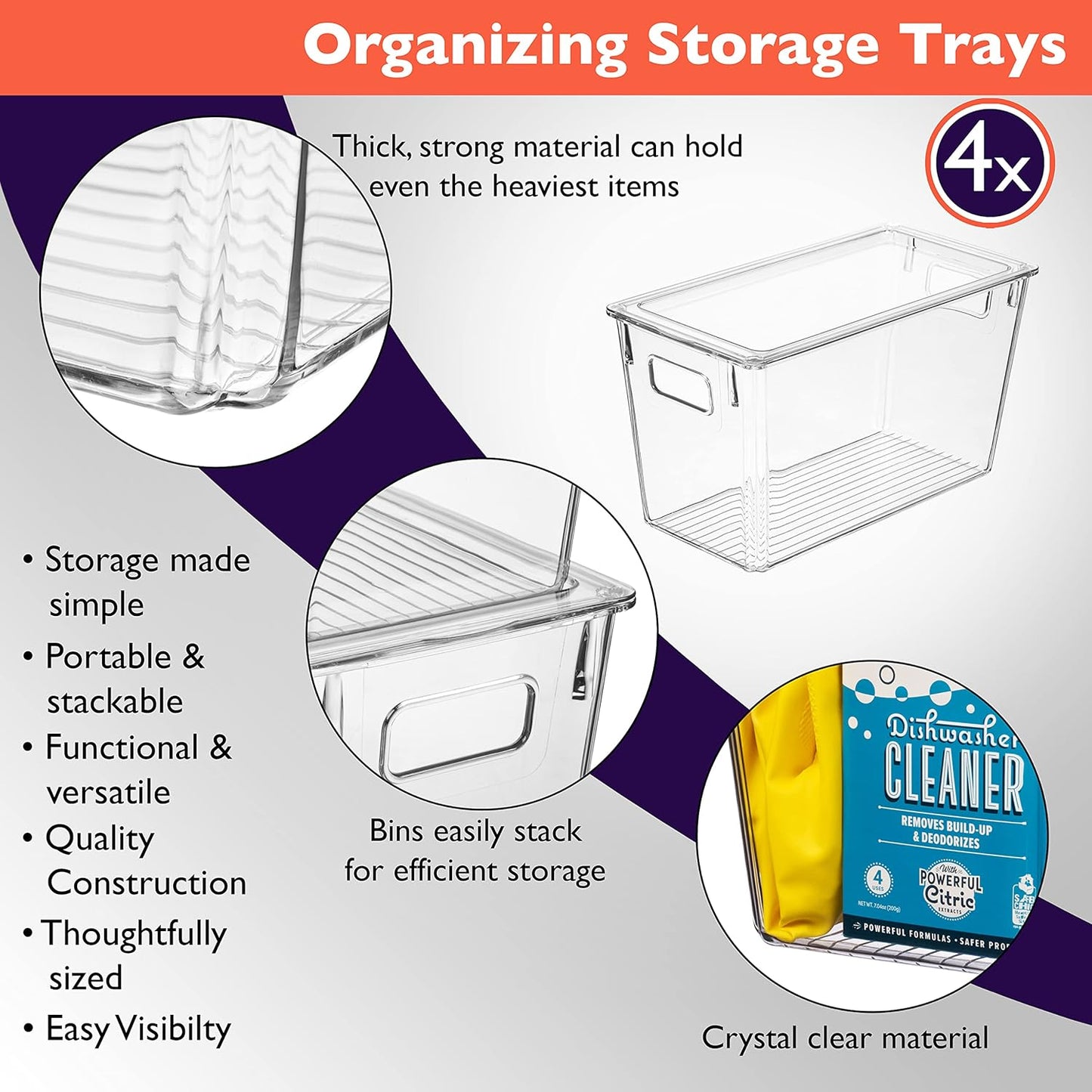 Modern Plastic Storage Bins with Lids – Perfect Kitchen Organization or Pantry Fridge Organizer