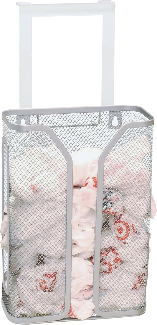 Over The Cabinet Door Grocery Bag Holder, Silver