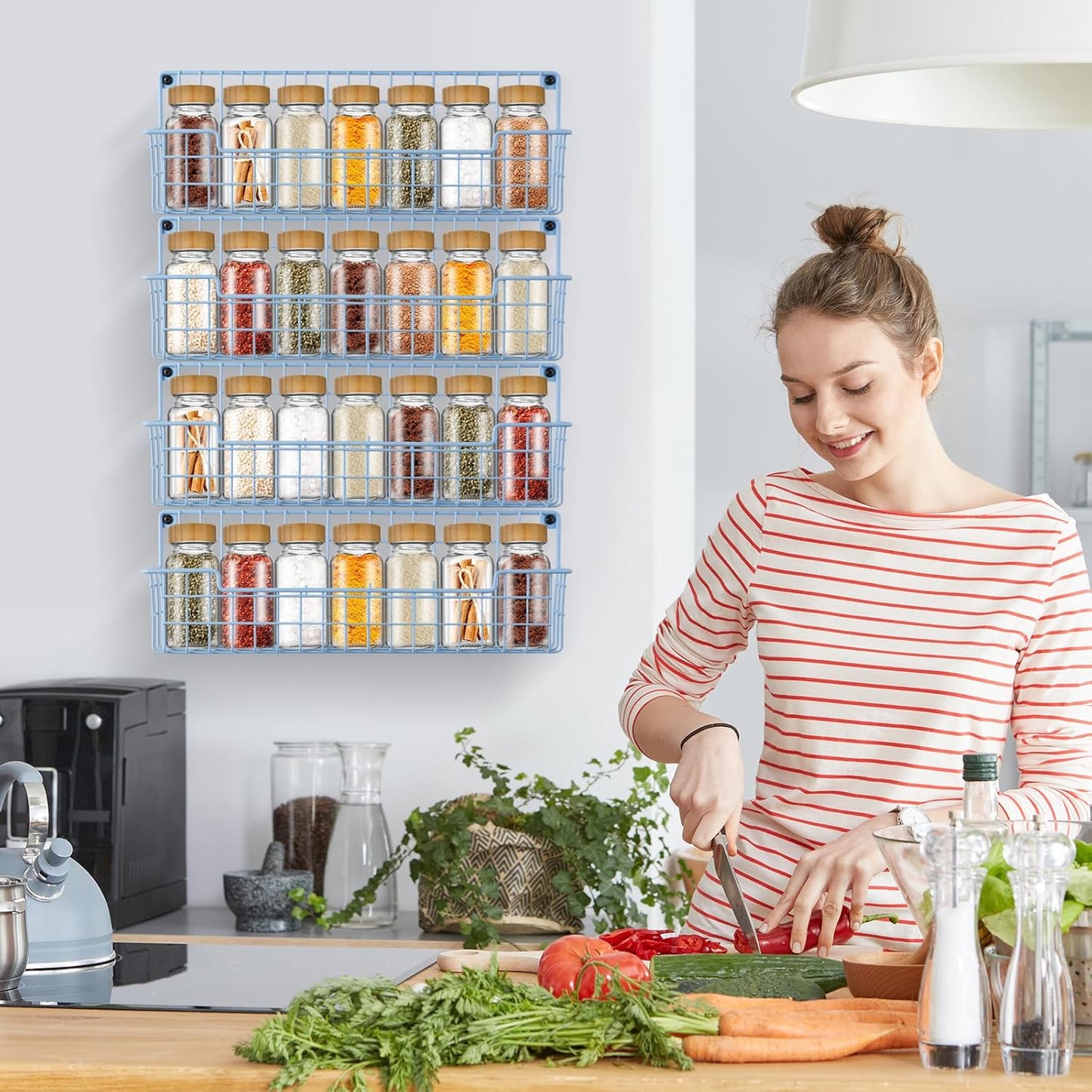 Spice Rack Wall Mount, Wall Spice Organizer for Kitchen Cabinet Door