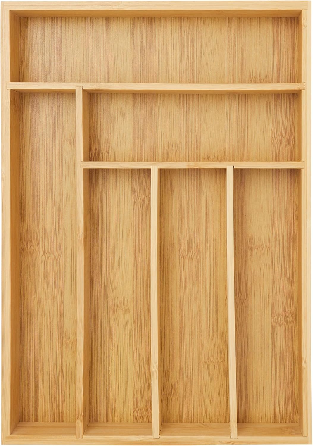 Silverware Organizer Tray - Brown Bamboo, 6-Slot