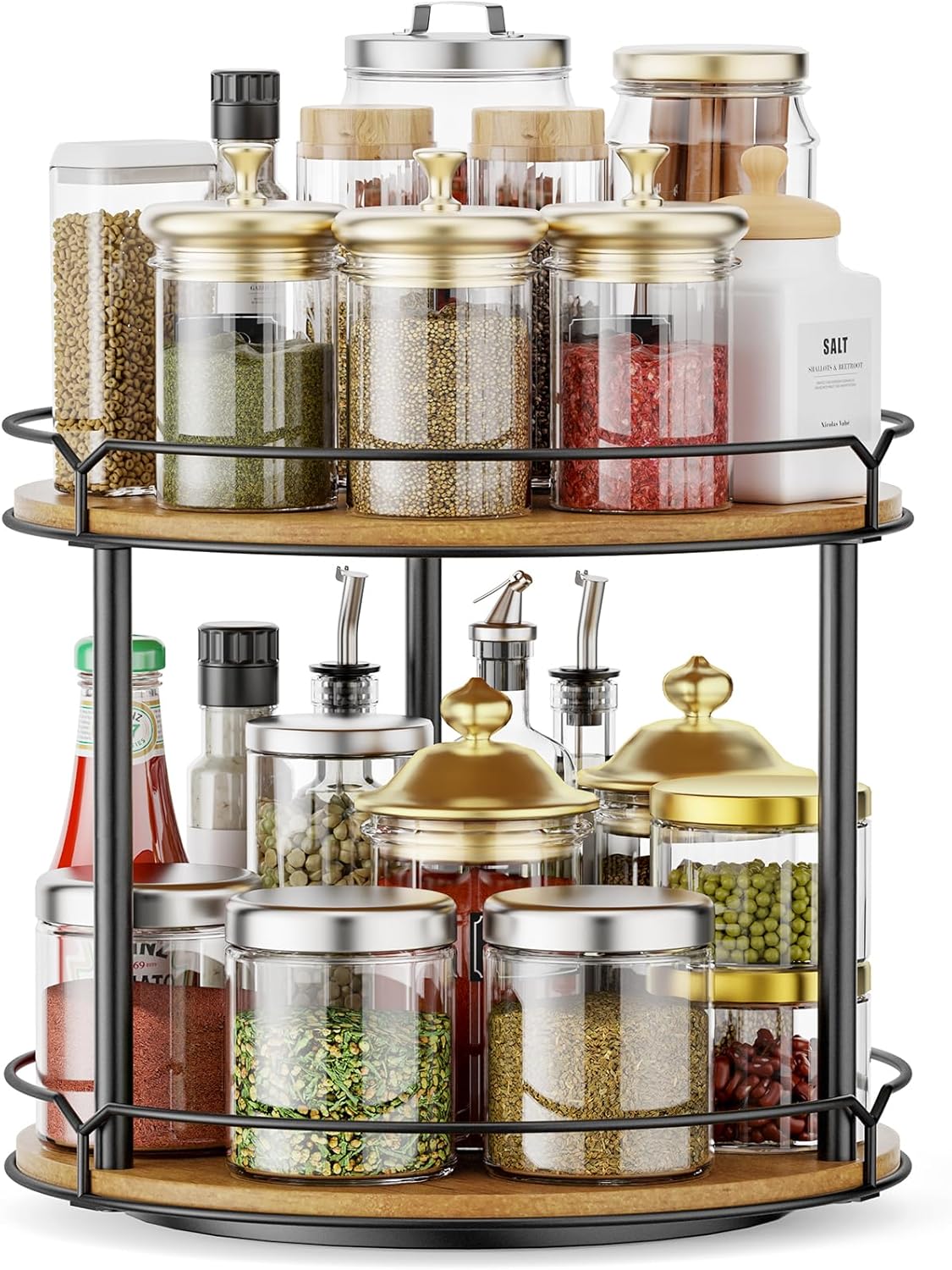 12.4" Lazy Susan Organizer 2 Tier, Rotating Spice Rack