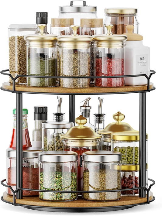 12.4" Lazy Susan Organizer 2 Tier, Rotating Spice Rack