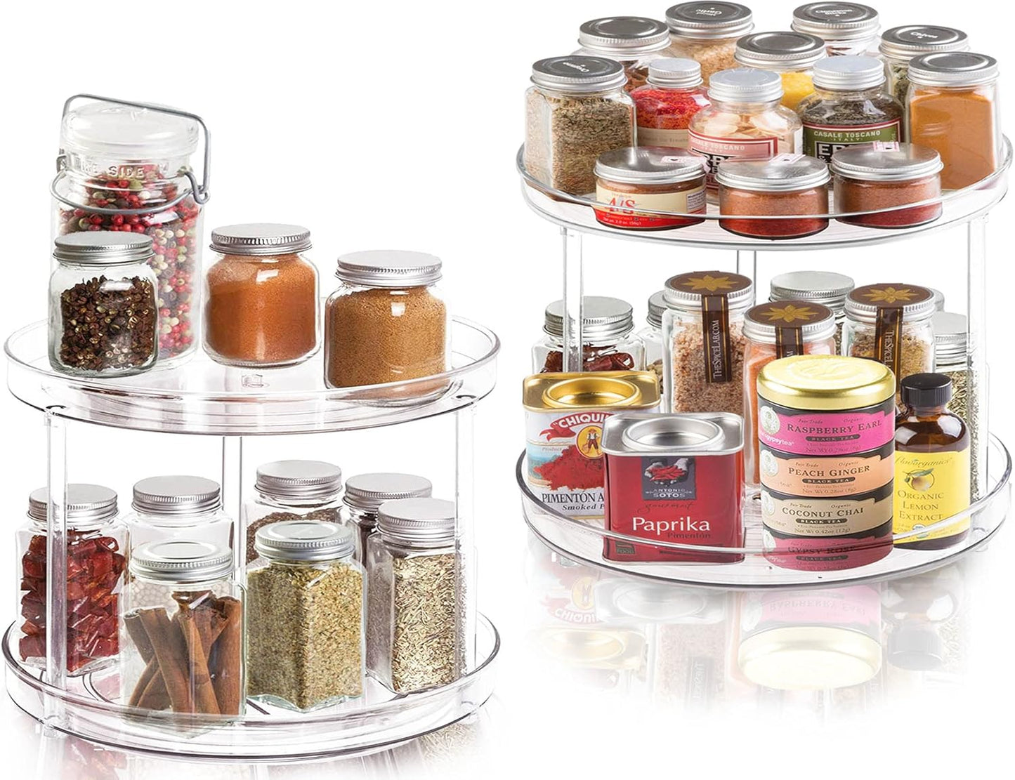 2 Tier Lazy Susan Bathroom Organizer, 9.25Inch Clear 360 Rotating Makeup Organizer for Vanity