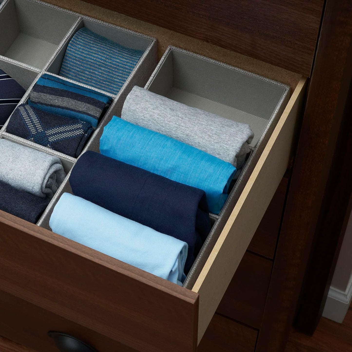Grey 727-1 Deep 3 Section Drawer Organizer Box for Storage | 12 in x 6.13 in x 3.13