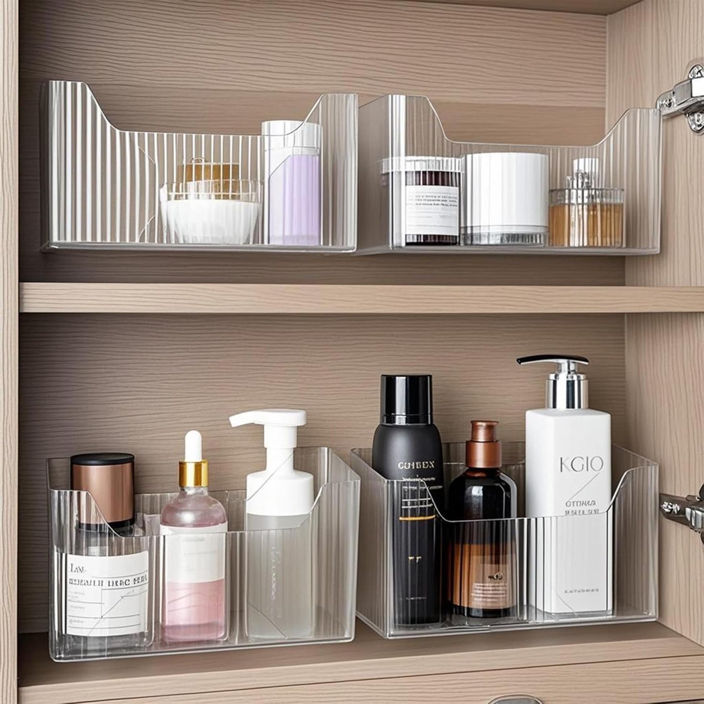 2 Pack Cabinet Door Organizer, Adhesive Wall Mounted Organizer Bins, Clear Storage Caddy