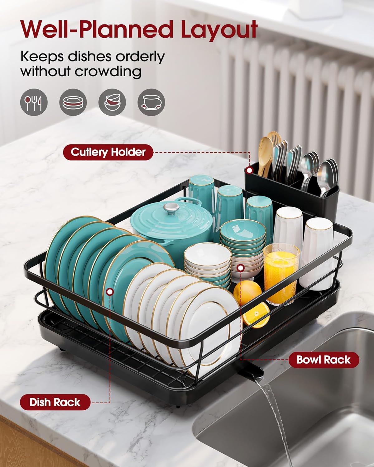 Stainless Steel Dish Drying Rack for Kitchen Counter