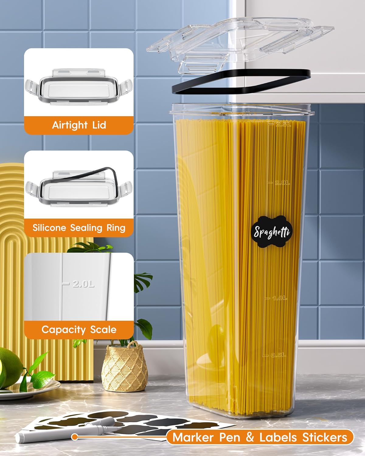 Airtight Food Storage Containers with Lids, 24 PCS Kitchen and Pantry Organization Canisters