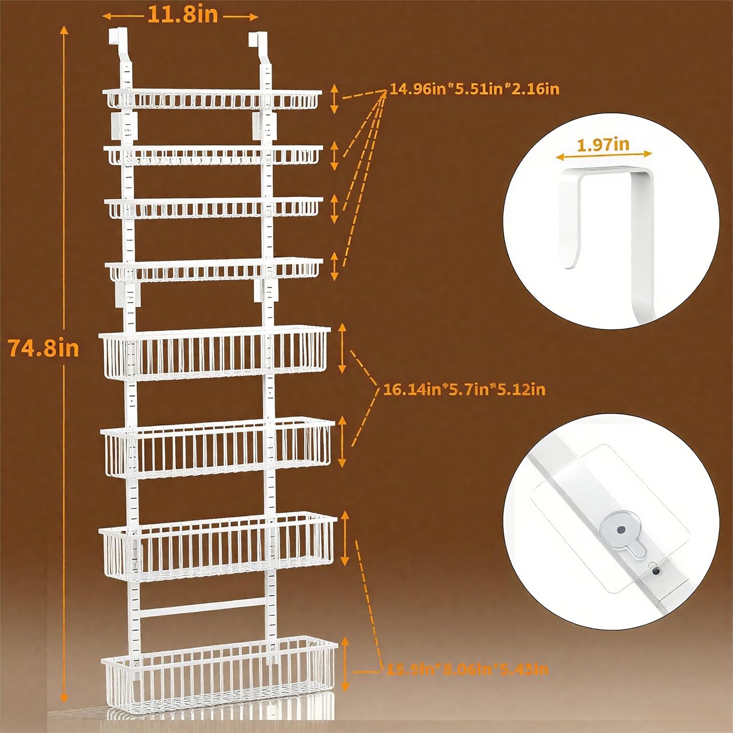 White Over The Door Pantry Organizer, Pantry Organization and Storage