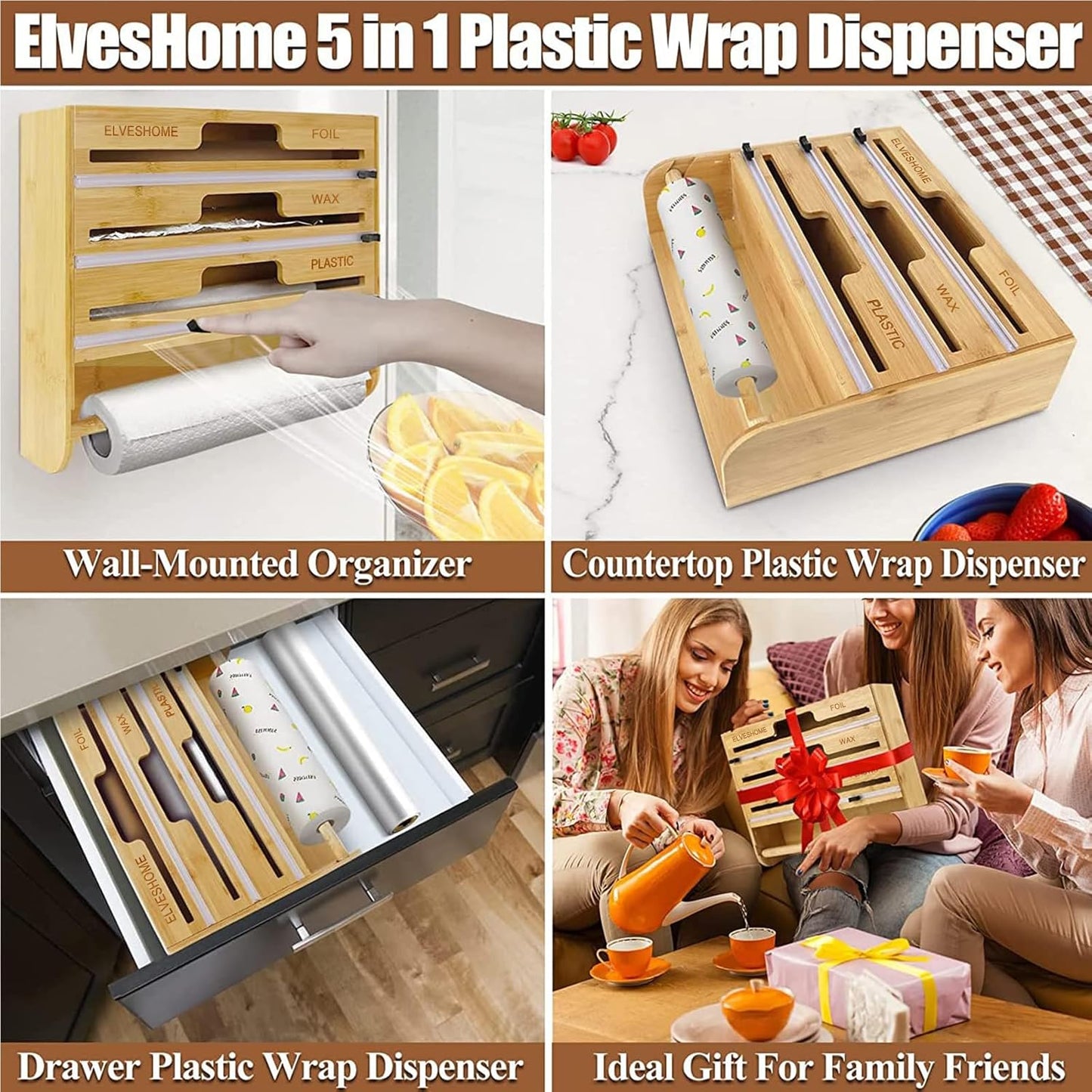 5 in 1 Foil and Plastic Wrap Organizer with Cutter