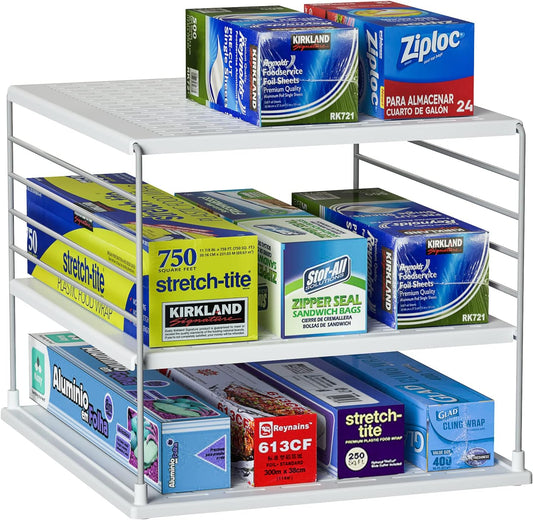 Upgraded Cabinet Organizers and Storage -Divided Compartment Holder for Plastic Bag, Wrap, Foil