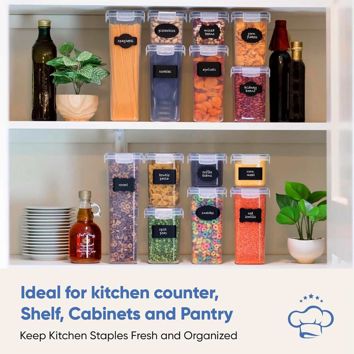 Airtight Food Storage Container Set - 24 Piece, Kitchen & Pantry Organization, BPA-Free