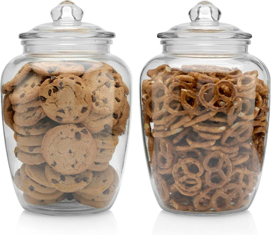 Glass Jars with Airtight Lid - Set of 2 Large Apothecary Jar