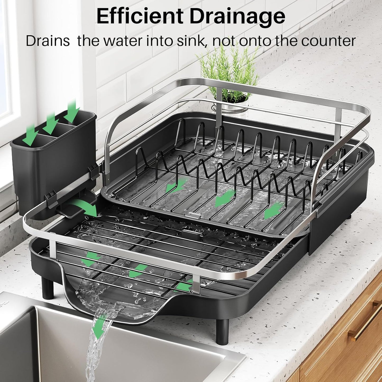 Dish Drying Rack, Expandable Dish Rack for Kitchen Counter
