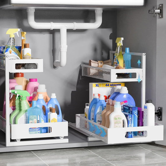 Full Metal Under Sink Organizer, Pull Out Cabinet Organizers and Storage