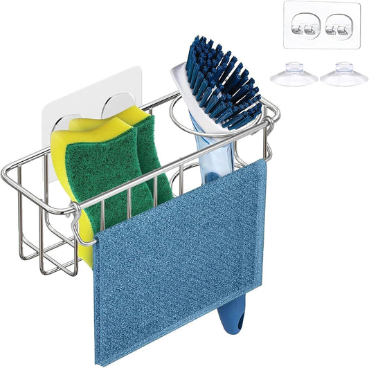 RustProof Sponge Holder Caddy for Kitchen, Stainless Steel Organizer, Brush Holder