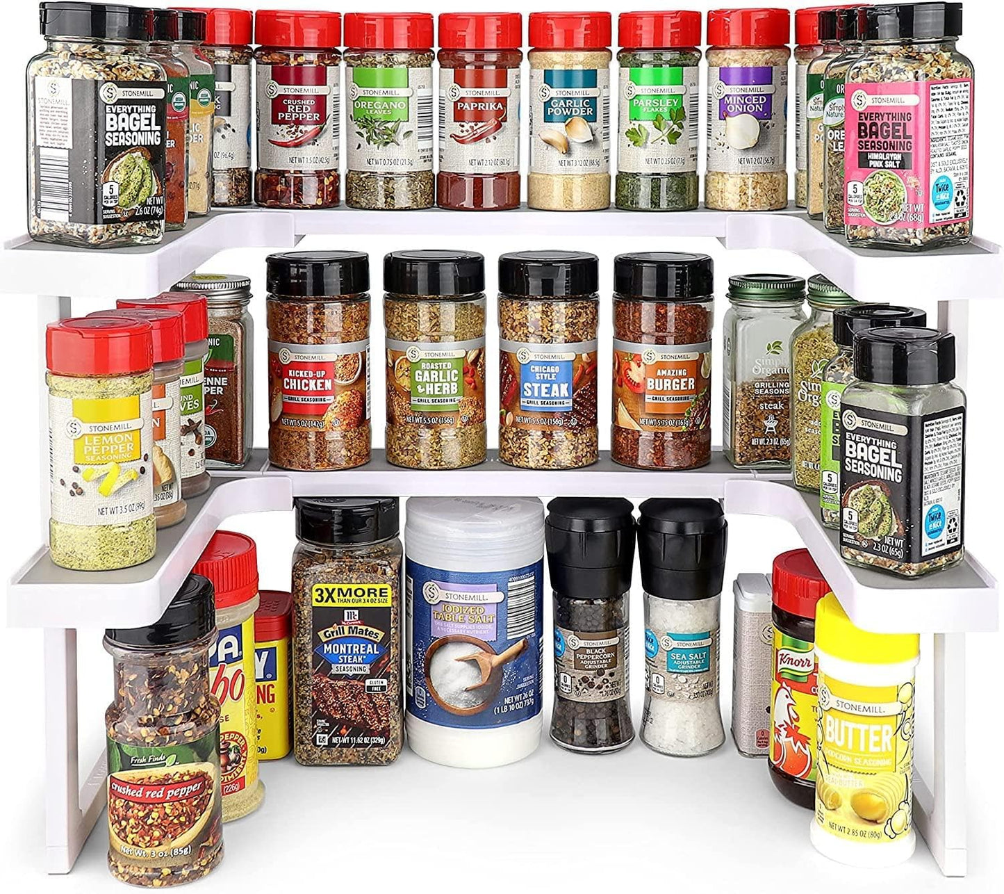 Deluxe - Expandable Spice Rack and Stackable Cabinet & Pantry Organizer (1 Set of 2 Shelves)