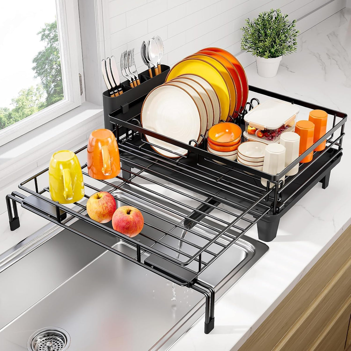 Urackify Expandable Sink Dish Drying Rack for Kitchen Counte