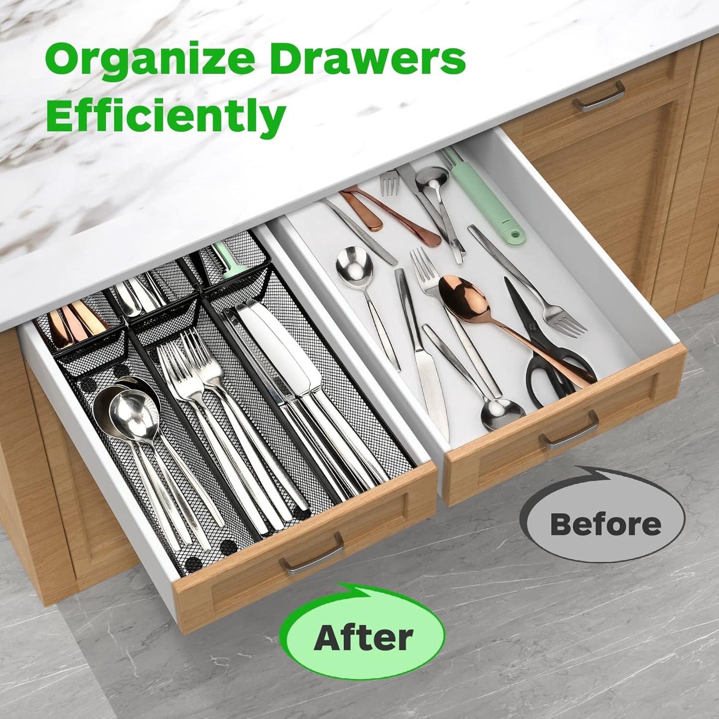 Silverware Drawer Organizer, Silverware Organizer for Drawer