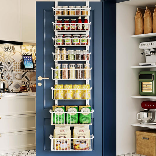 Over The Door Pantry Organizer, 8-Tier Over The Door Organizer with Adjustable Baskets