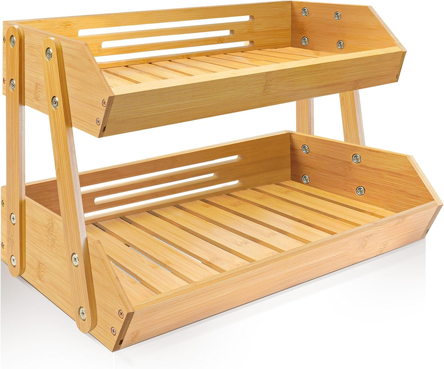 [Upgraded Length] 16.5-Inch Fruit Stand Storage Holder with 4 Sturdier Legs, 2-Tier Fruit Basket