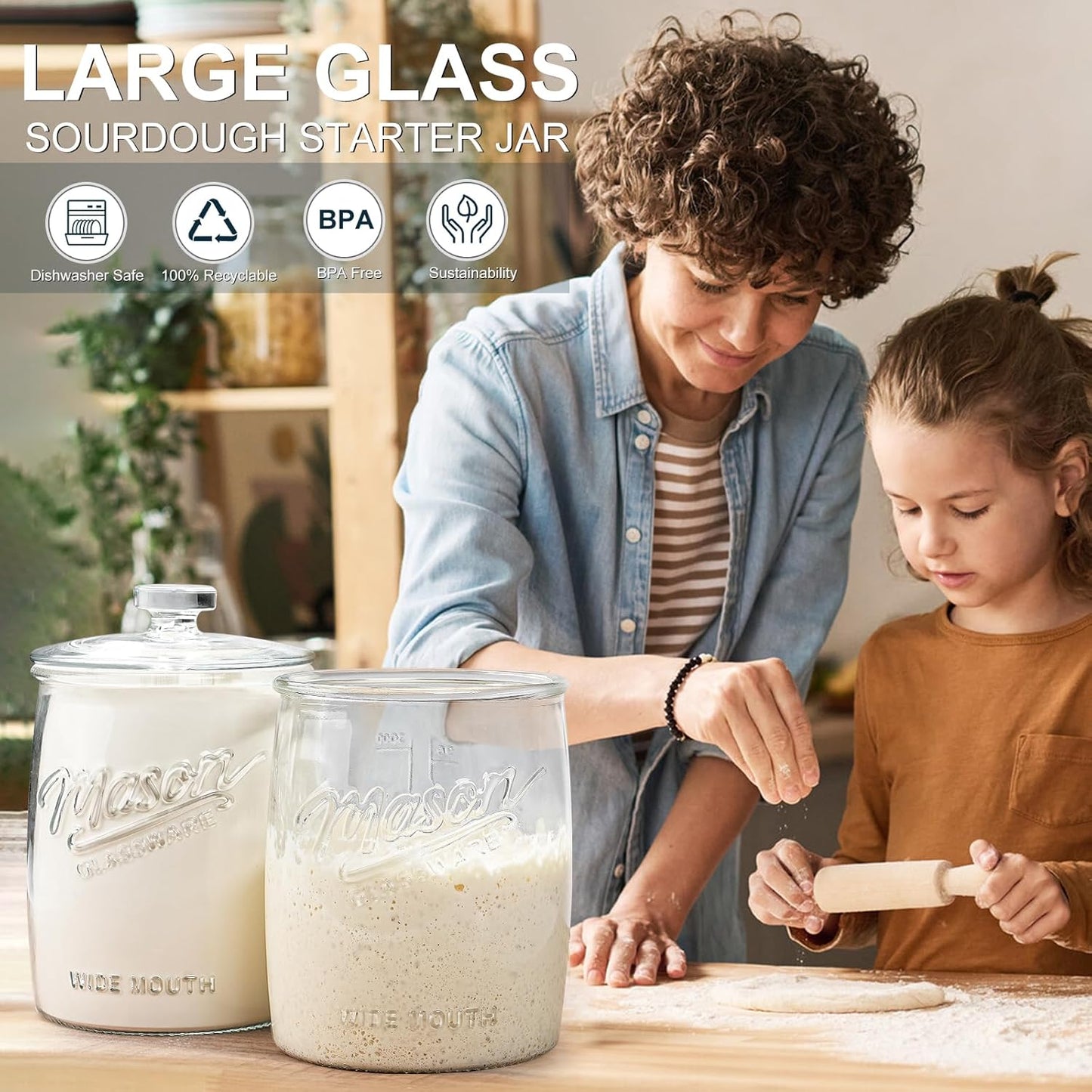 2 Pack Cookie Jar, 1 Gallon Glass Jar with Airtight Lids