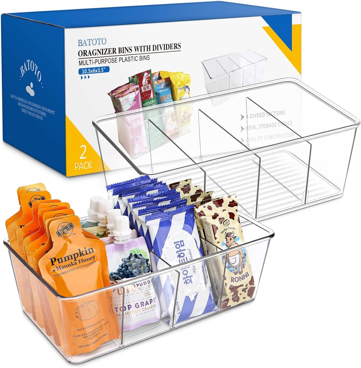 Pantry Organization and Storage Bins, Refrigerator Organizer Bins – Clear
