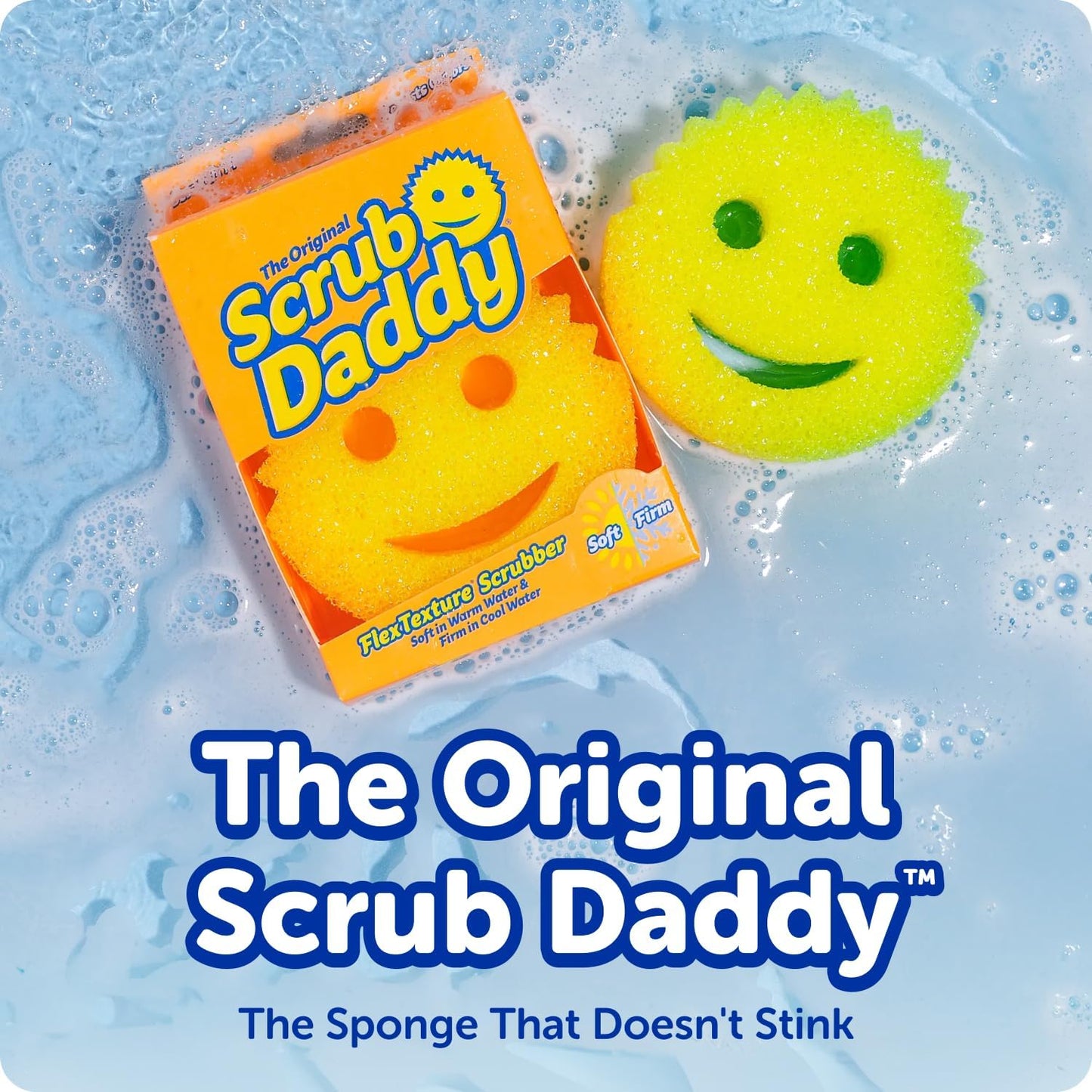 6 Kitchen Sponges & 1 Daddy Caddy Dish Sponge Holder - BPA Free & Made with Polymer Foam