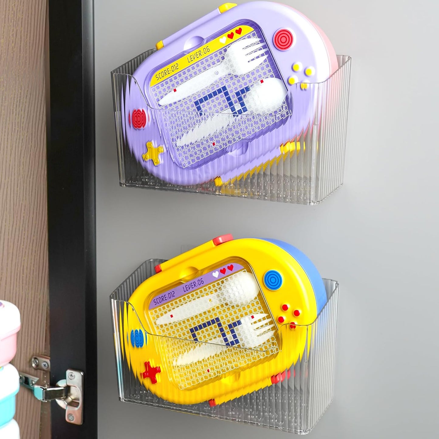 2 Pack Cabinet Door Organizer, Adhesive Wall Mounted Organizer Bins, Clear Storage Caddy