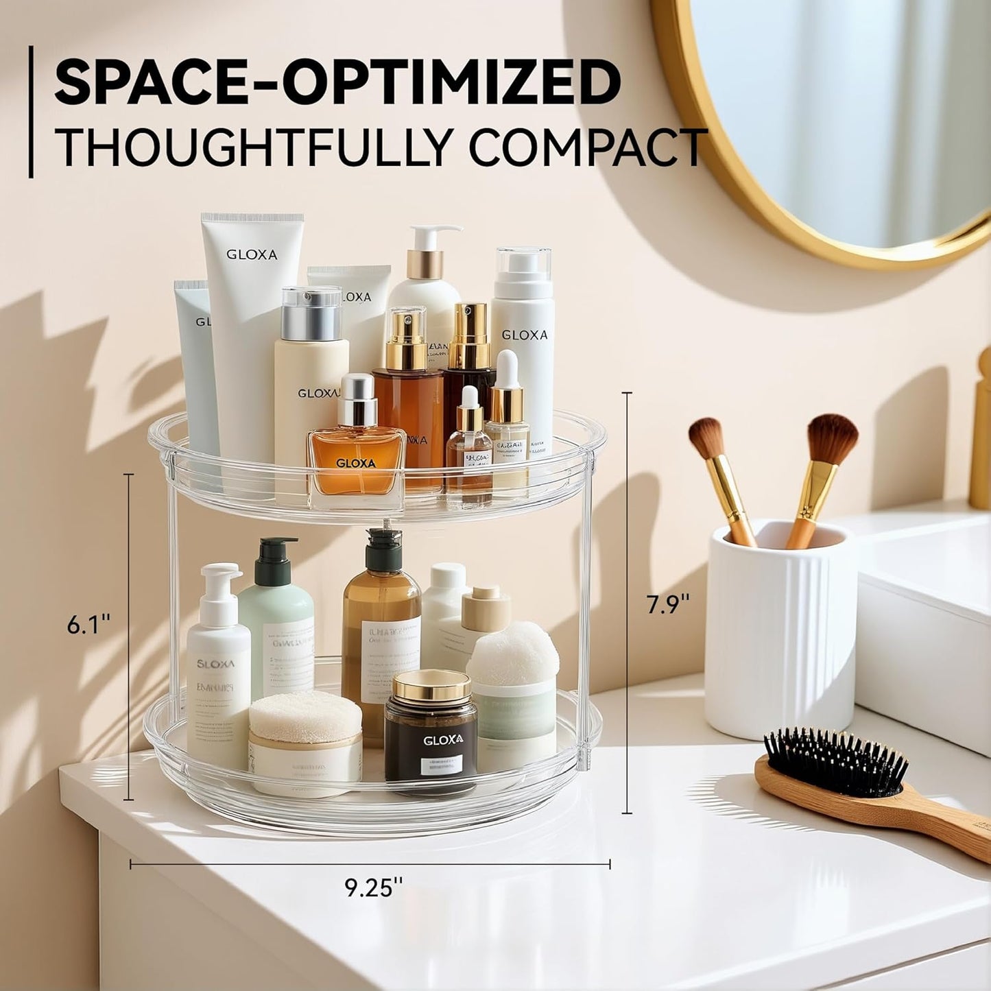 2 Tier Lazy Susan Turntable Organizer for Cabinet