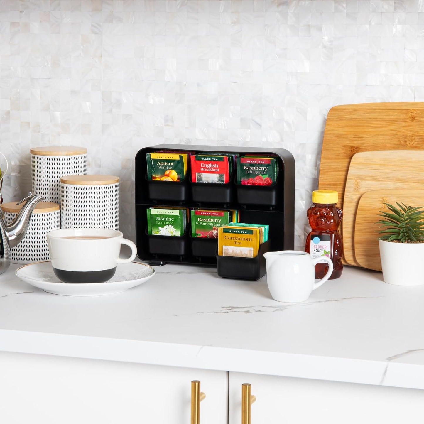 Tea Bag Organizer, Tea Station Organizer, Countertop Storage, Kitchen, Plastic