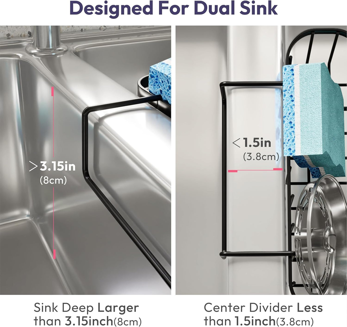 Sponge Holder for Kitchen Sink with Partition