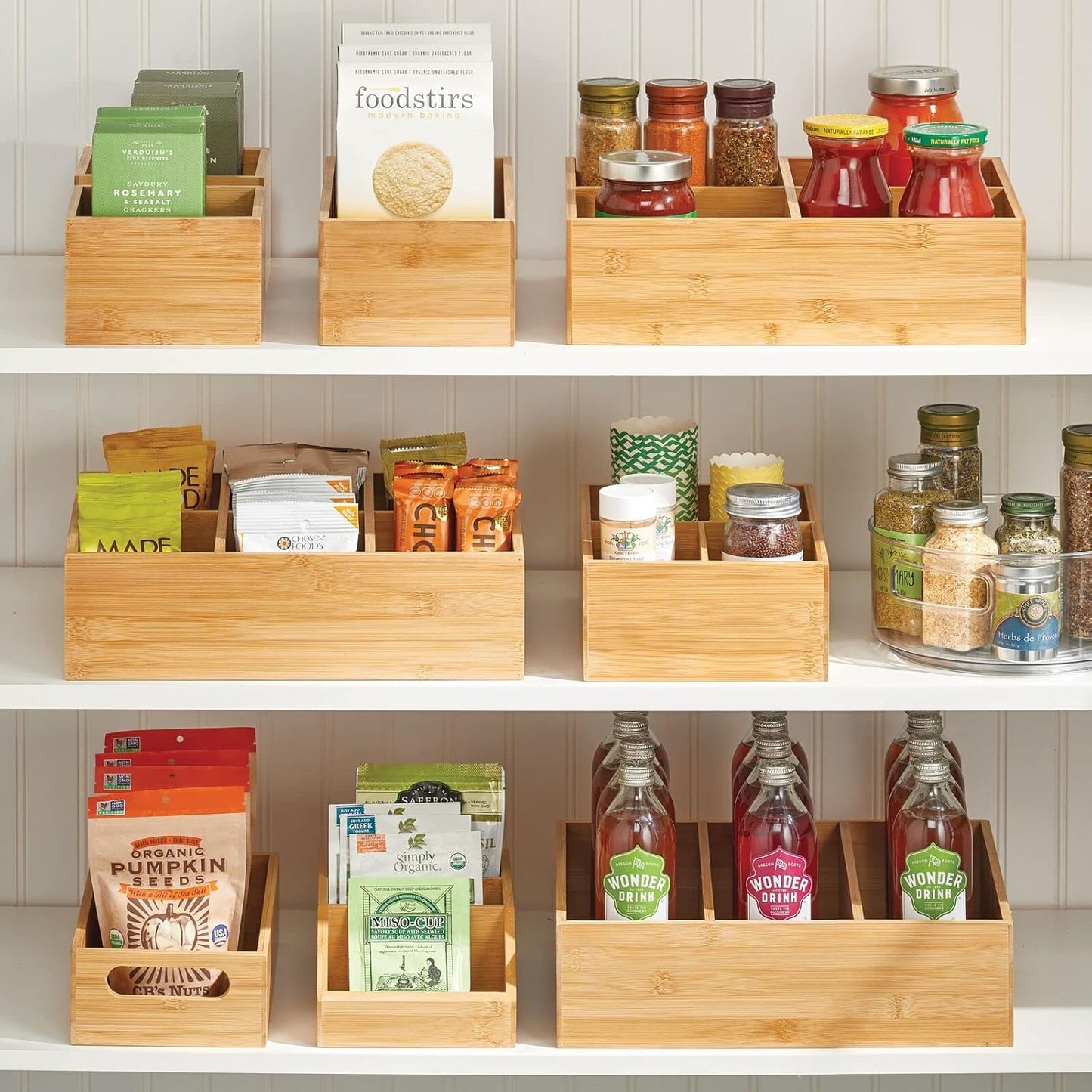 Kitchen Organiser — Rectangular Wooden Storage Box for Storing Tea, Coffee