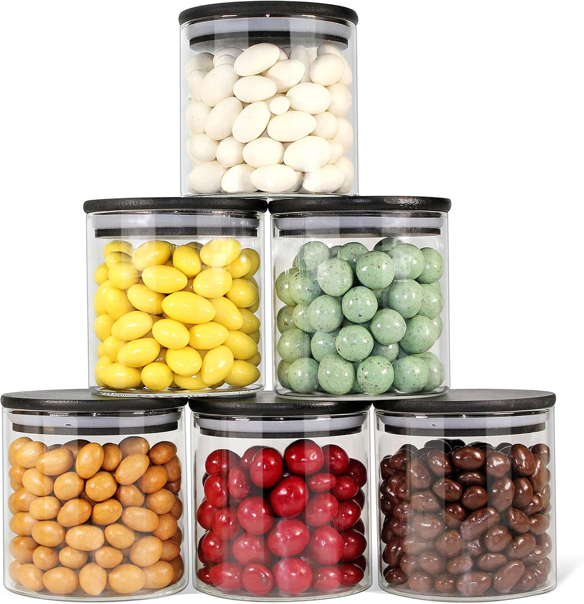 Urban Green Glass Jars with Black Lids