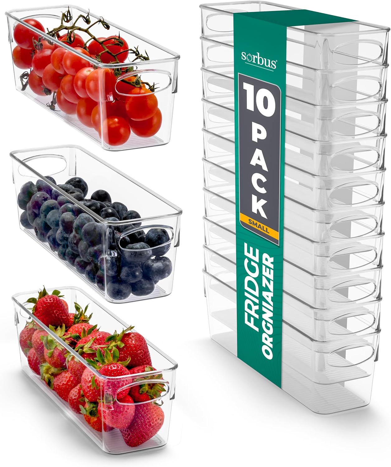 10-Pack Small Clear Plastic Organizing Bins – Clear Bins for Organizing, Refrigerator Organizers