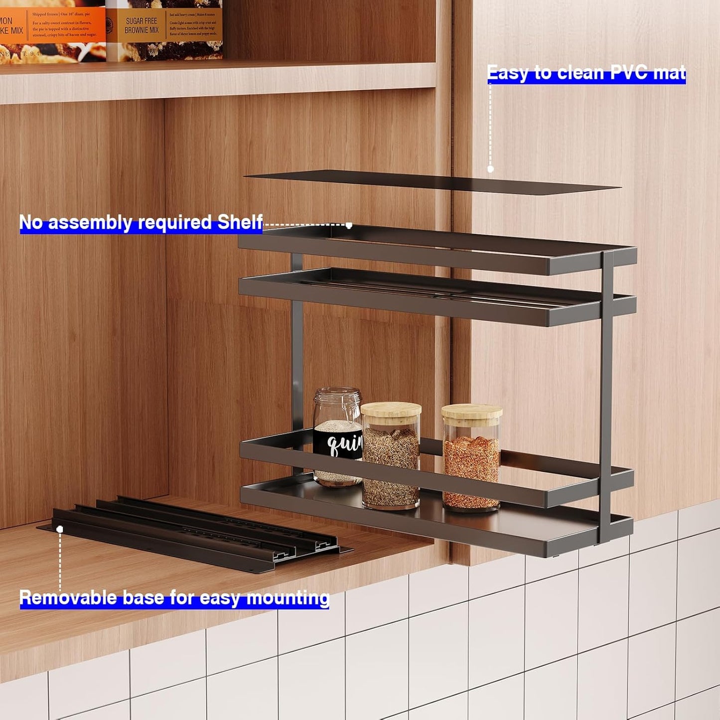 2 Pack Pull Out Spice Rack Organizer for Cabinet