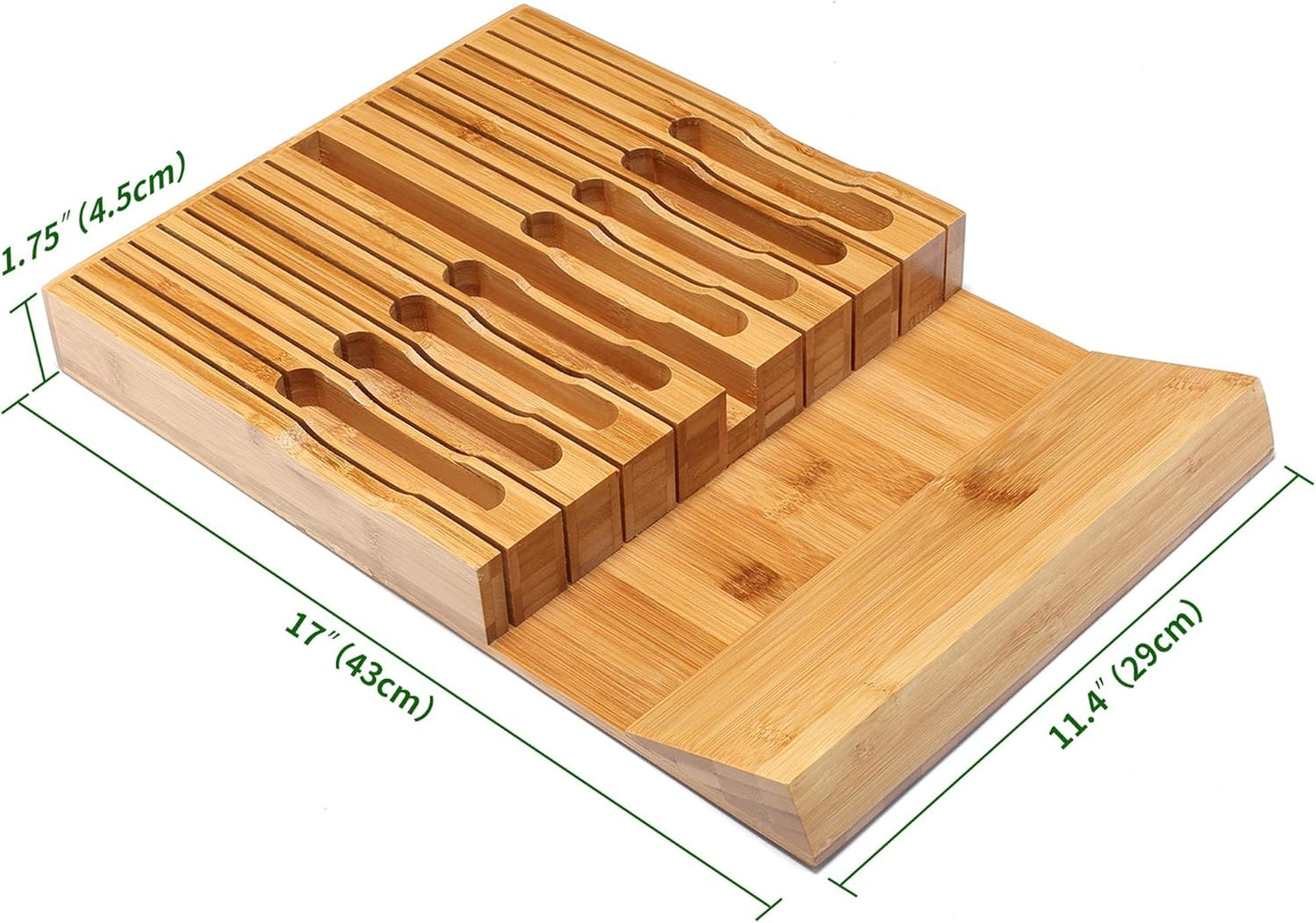 In-Drawer Knife Block,Bamboo Knife Drawer Organizer Insert