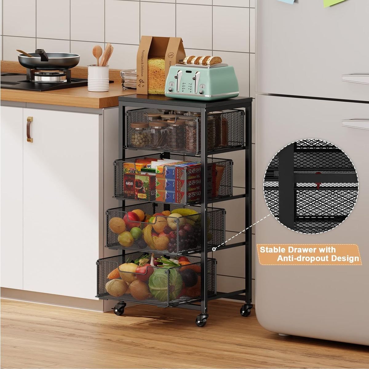 4-Tier Fruit Vegetable Storage Cart