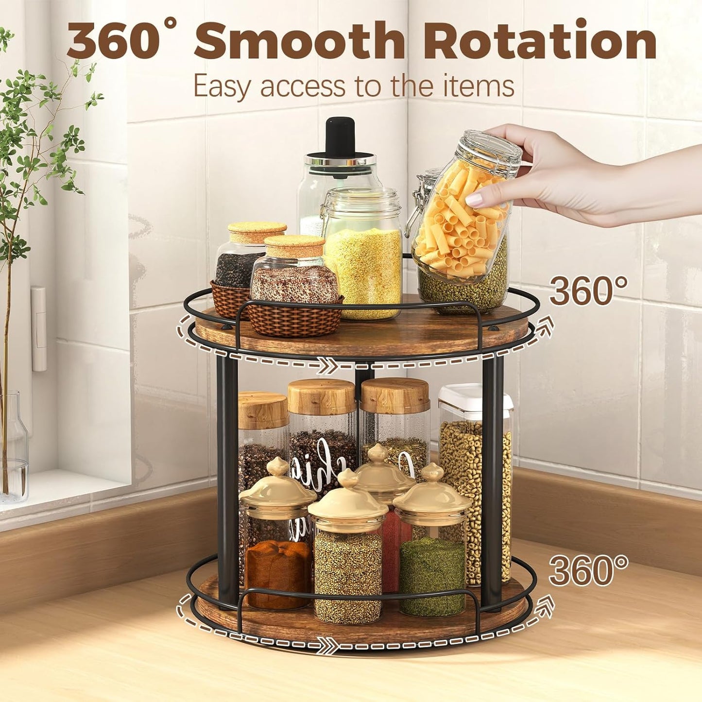10.2'' Wood Lazy Susan Turntable Organizer for Cabinet