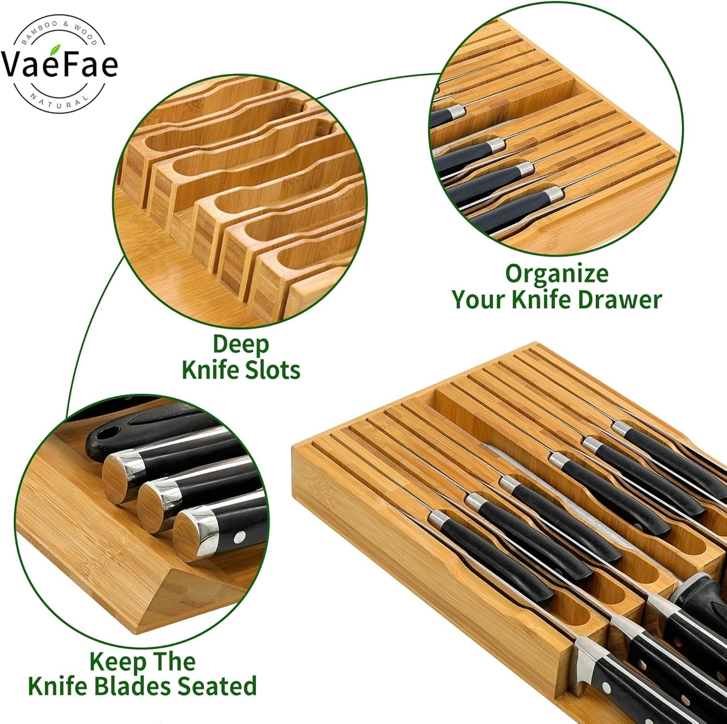 Bamboo Knife Drawer Organizer, Knife Drawer Organizer Insert