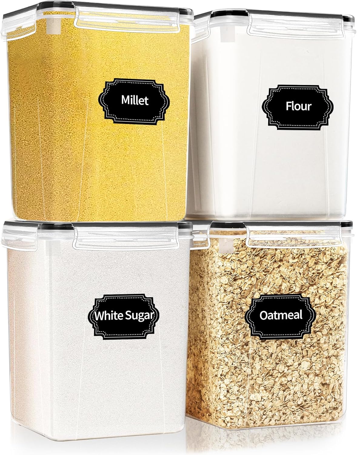 4 Pack Large Airtight Food Storage Containers with Lids (5.2L / 176oz)