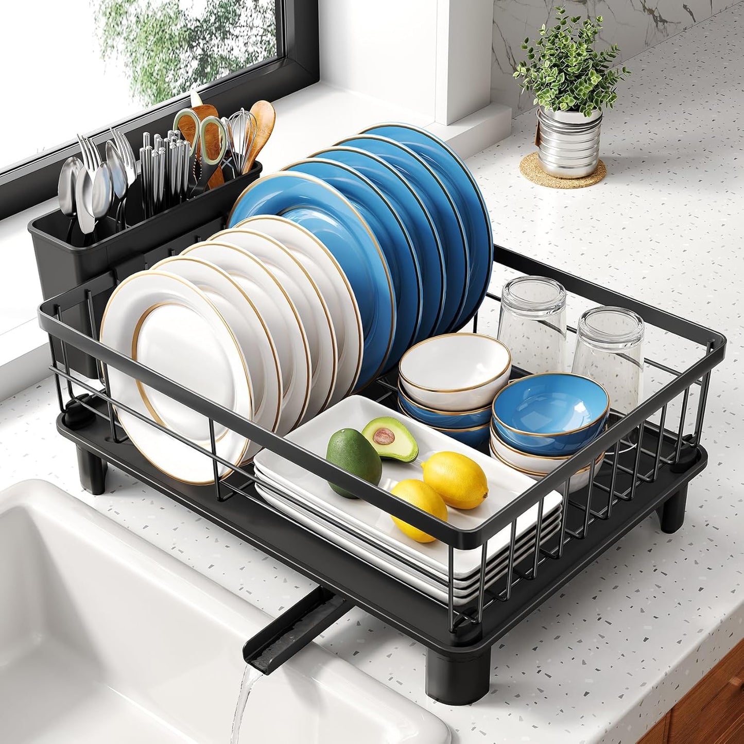 Dish Drying Rack - Space-Saving Dish Rack for Kitchen Counter