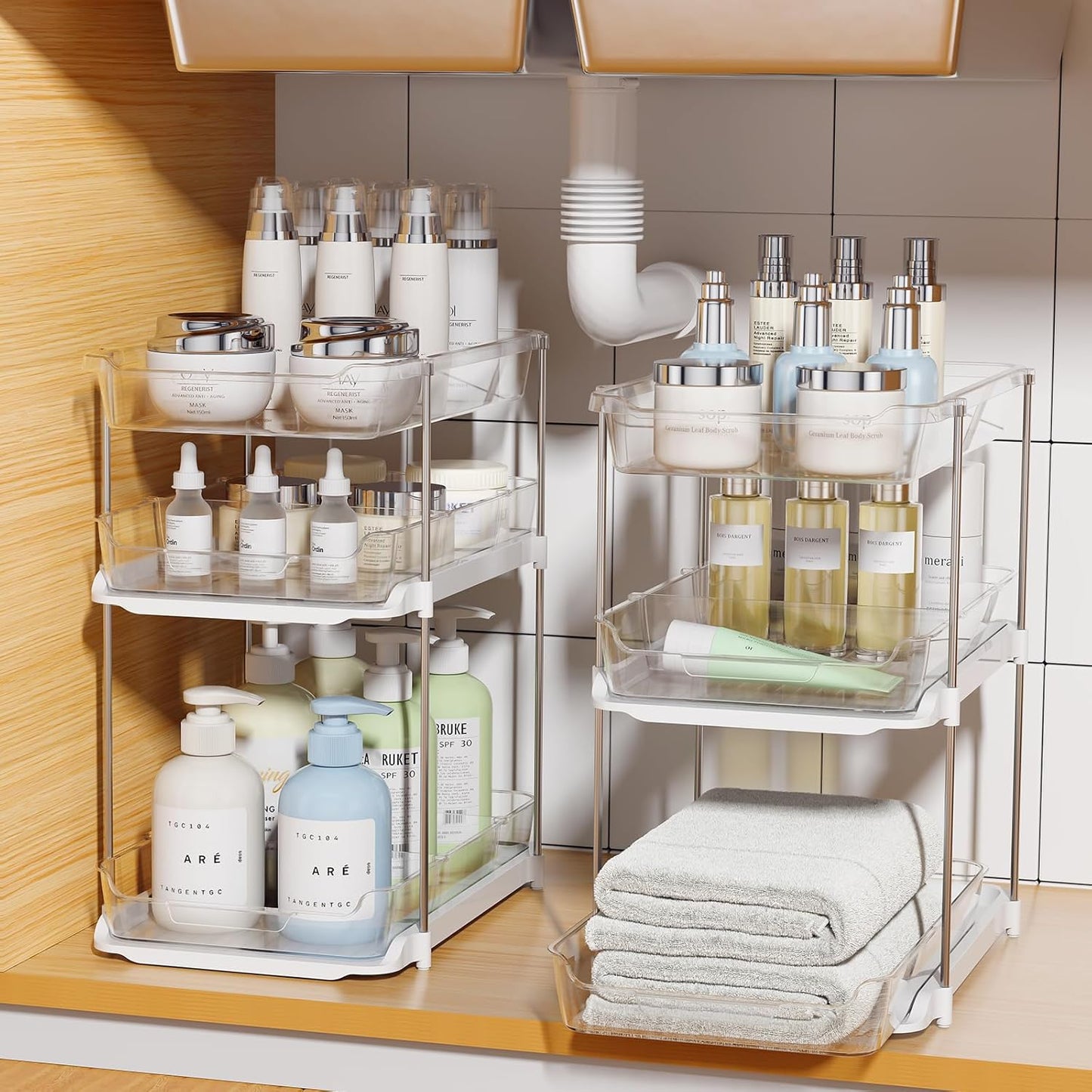 2 Sets of 3-Tier Bathroom Under Sink Organizers and Storage