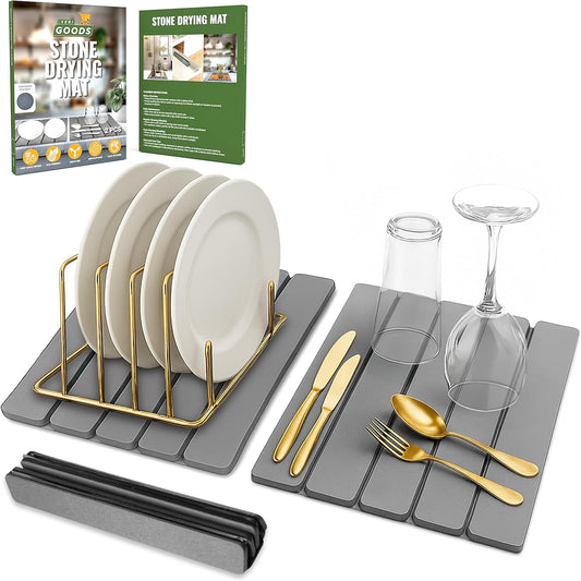 Large Foldable Stone Dish Drying Mat – Diatomaceous Earth