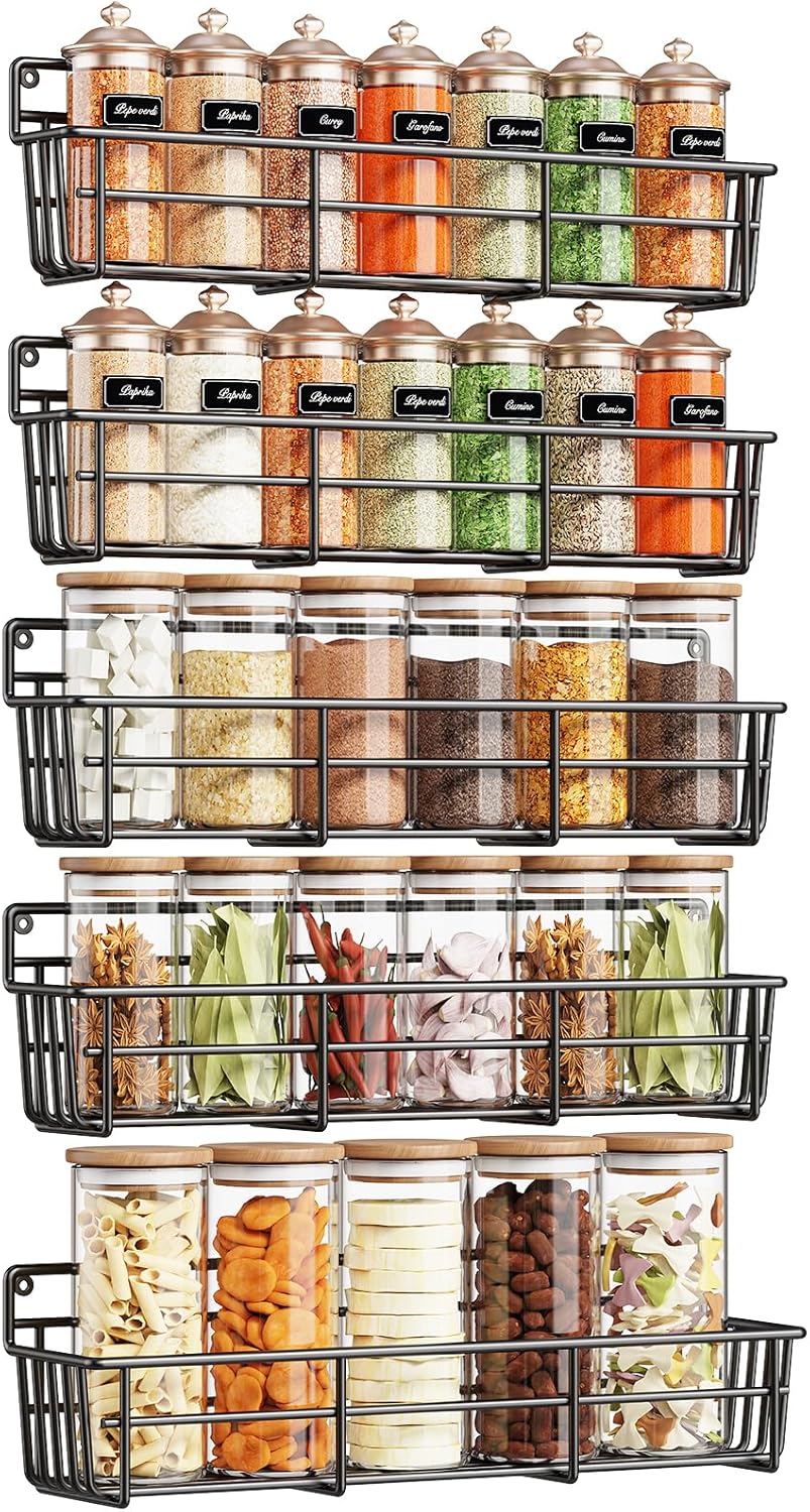 5 Pack Spice Rack Seasoning Organizer Wall Mount