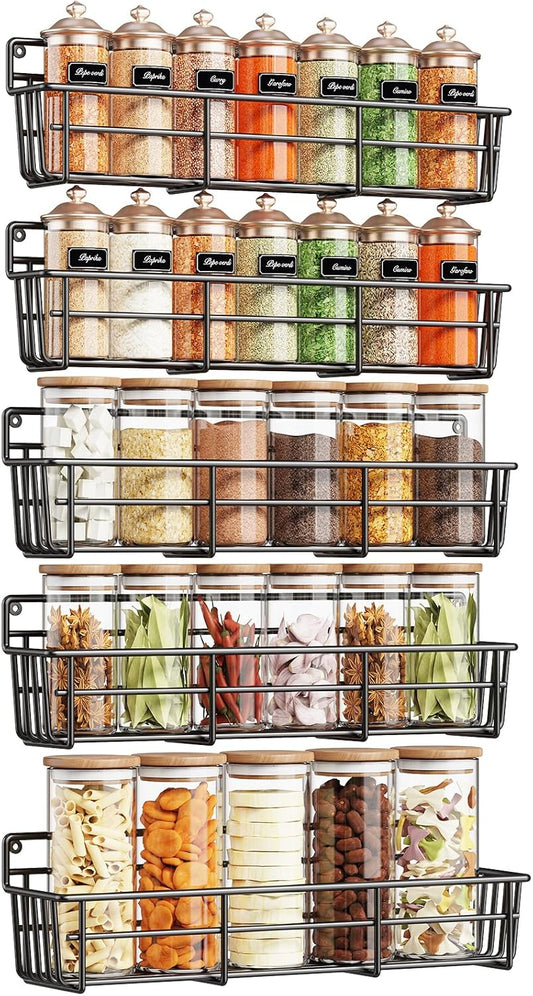5 Pack Spice Rack Seasoning Organizer Wall Mount